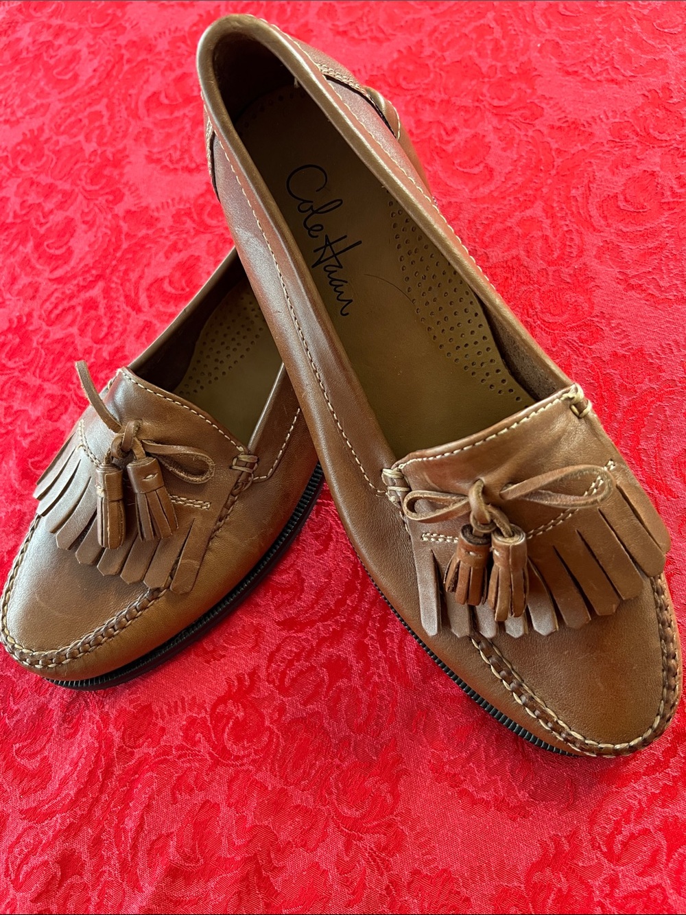 Cole Haan Men’s 10.5M Brown Leather Kiltie Tassel Loafers Moccasins